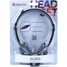 Навушники Defender Aura HN-10/63104 з регулятором гучн. black+мікрофон1,8м