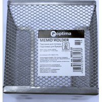 Куб для паперу "Optima" №O36313-10 100х100х100мм,метал.срібна(6)