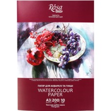 Папір для аквар. А3 (10арк./200гр/м2) Натюрморт дрібне зерно №16921001/Rosa Studio/(10)