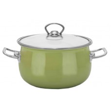 Каструля емальов. "Idea Home" 18см 2,9л з склян. кришкою Green №6832845(6)