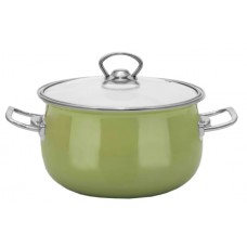 Каструля емальов. "Idea Home" 22см 5л з склян. кришкою Green №6832847(6)