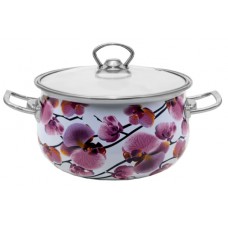 Каструля емальов. "Idea Home 2237" 16см 2,1л з склян. кришкою Orchid №6832896(6)