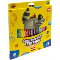 Олівці кольорові 24 кольори Школярик тригранні з точилкою (6) №312110003 