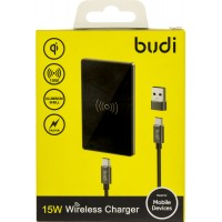 Зарядний пристрій індукційний Budi №M8J3300-BLK USB+Type-C 15W