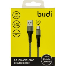 Кабель USB > Type-C Budi 2.4A 2м grey №DC197T20H/Breidon/