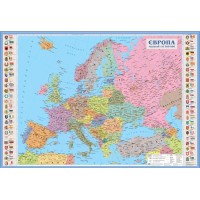 Карта "Європи" А1 політ. папір,ламін.,планка 1:6500000(100х70см)/ІПТ/