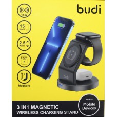 Зарядний пристрій індукційний Budi №WL4200B 3в1 15W швидка зарядка/Breidon/