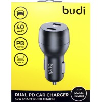 Зарядний пристрій авто Budi №CC108RB 40W швидка зарядка 2 Type C/Breidon/