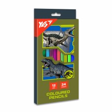 Олівці кольор. 24 кольор./12шт "Yes" №290748 Jurassic World хакі(12)(240)