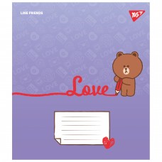 Зошит 12арк. кліт. YES Line Friends. Love letter №766920(25)(500)