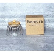 Банка для сип. продуктів скло 600мл з бамбук. кришкою №7029-11/S&T/(24)