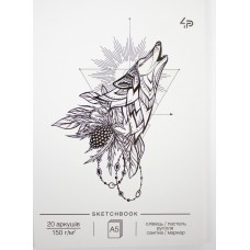 Скетчбук A5 20арк. б/лін. "Tattoo sketchbook" one,вовк №98300/Profiplan/(10)