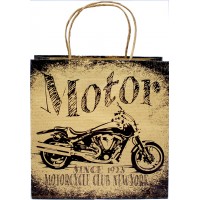 Пакет подарунковий крафт 215х220х110мм Motorbike №ПК215-182/Фоліо(25)