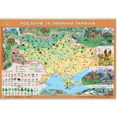 Карта "Рослини та тварини України" картон,планка 1:3 000 000/ІПТ/