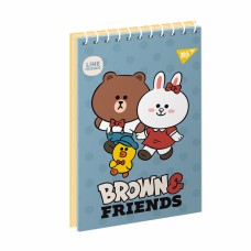 Блокнот пруж. A7 80арк. кліт. карт. обкл. Line Friends №151968/Yes/(6)(336)