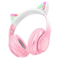 Навушники HOCO W42 Cat Ear BT pink+мікрофон